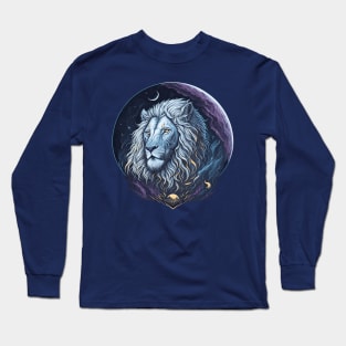 White Lion at Night Time Long Sleeve T-Shirt